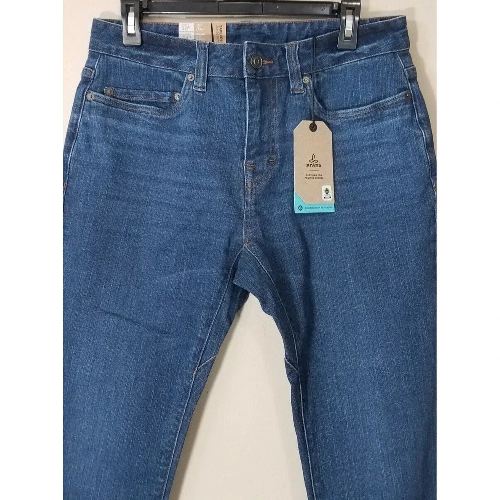 Prana Hillgard Slim Jeans Men 30x34 Tapered Denim Organic Medium Ozone‎ Wash NEW